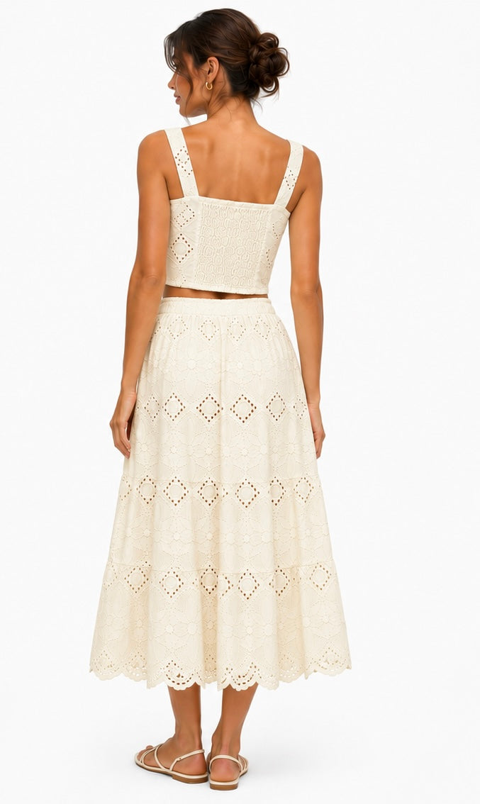 Summer Eyelet Set ( Green , White , Black , Cream , Powder Pink , Blue )