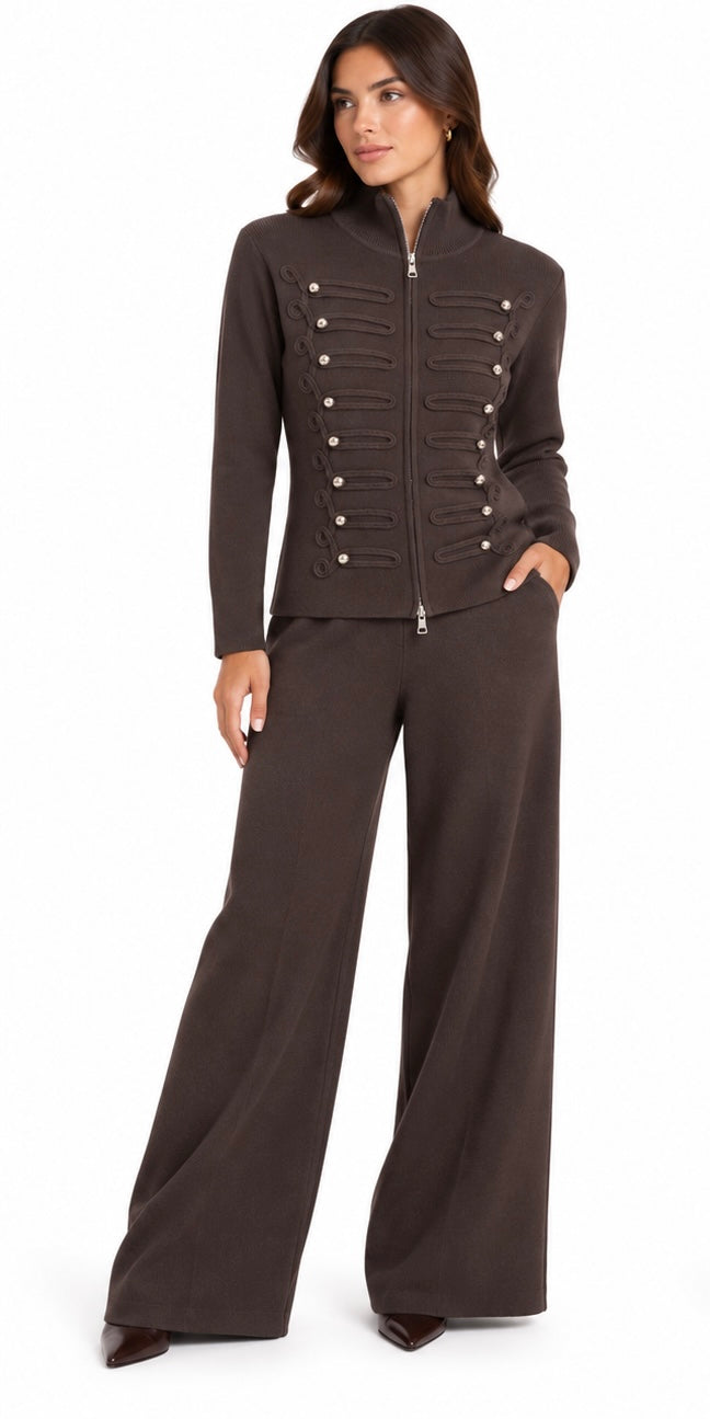 Napoleon Chic Knit Set ( Burgundy , Offwhite , Brown )