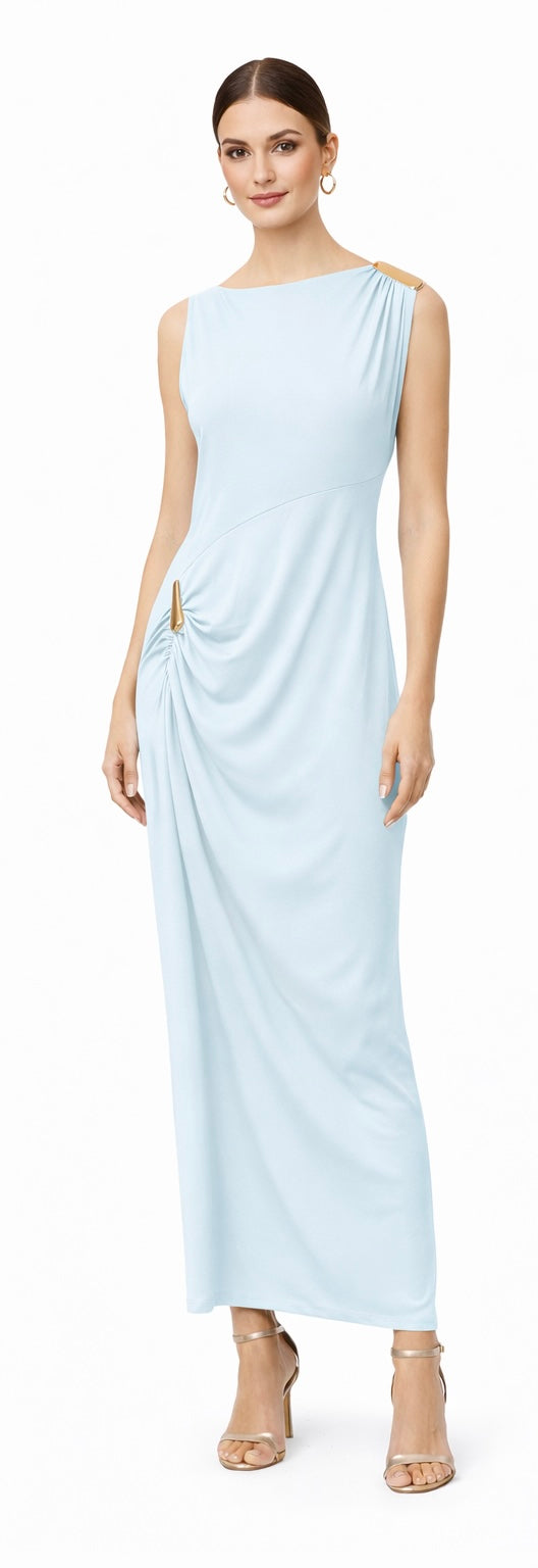 Drape One-Shoulder Dress - Black , Blue , Brown