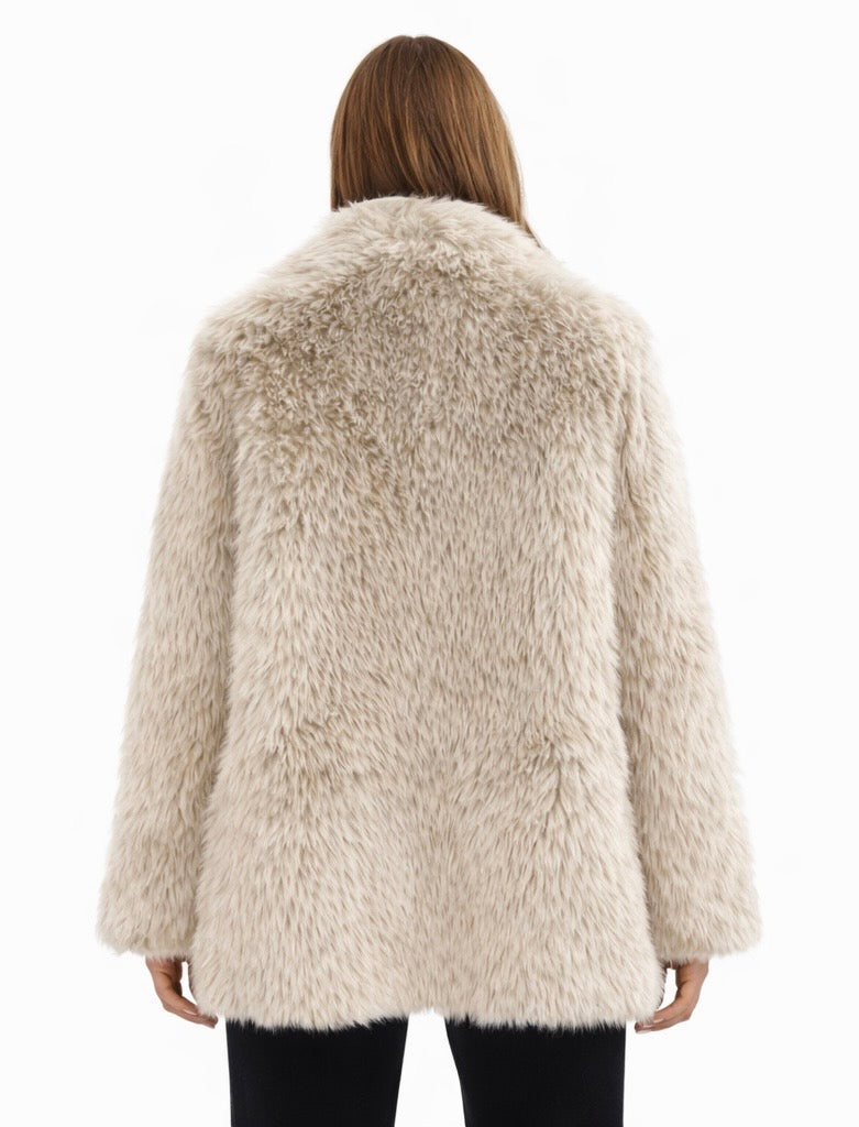 Faux Fur Jacket with Soft Shawl Collar
