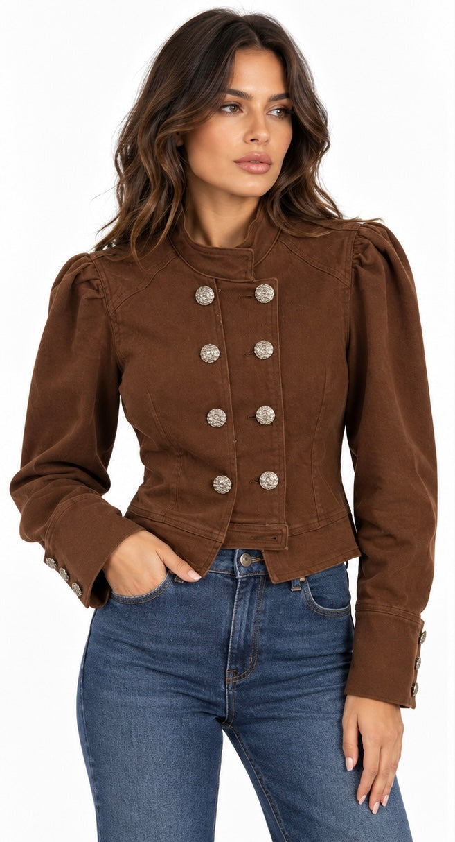 Chocolate Military Button Jacket