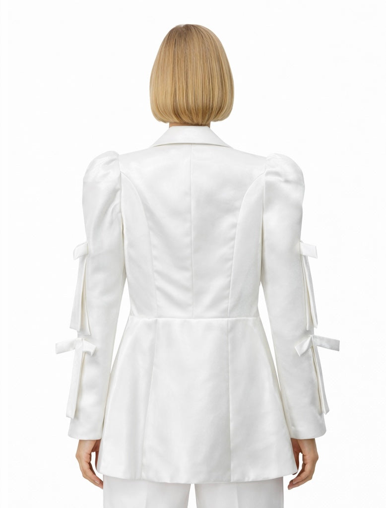 White Big Bow Blazer