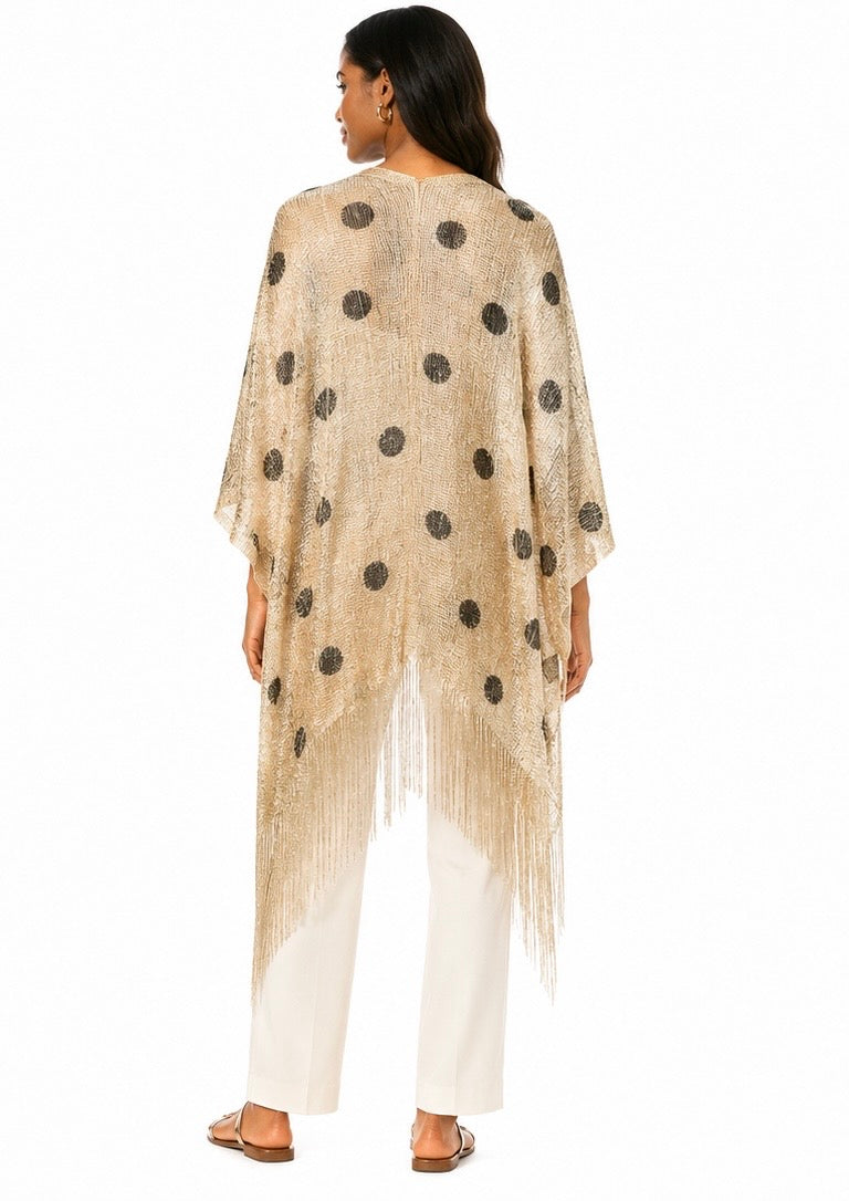 Golden Polka Dot Fringe Kimono