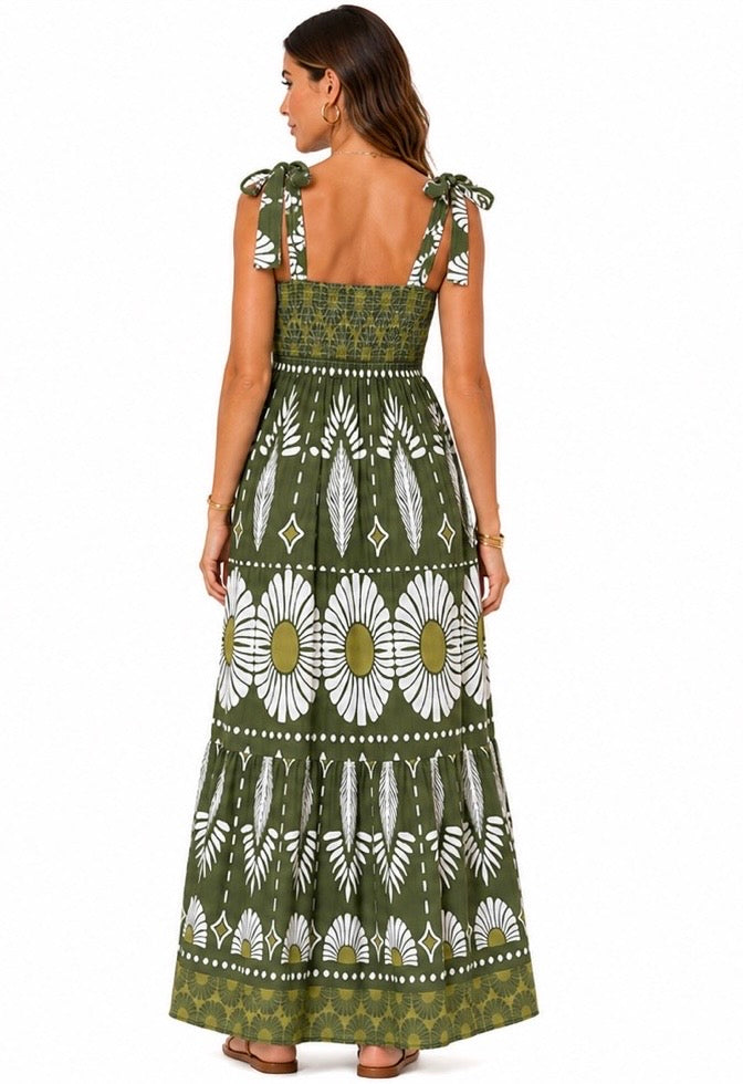 Sunflower Olive Maxi Dress ( Brown , Olive , Navy )