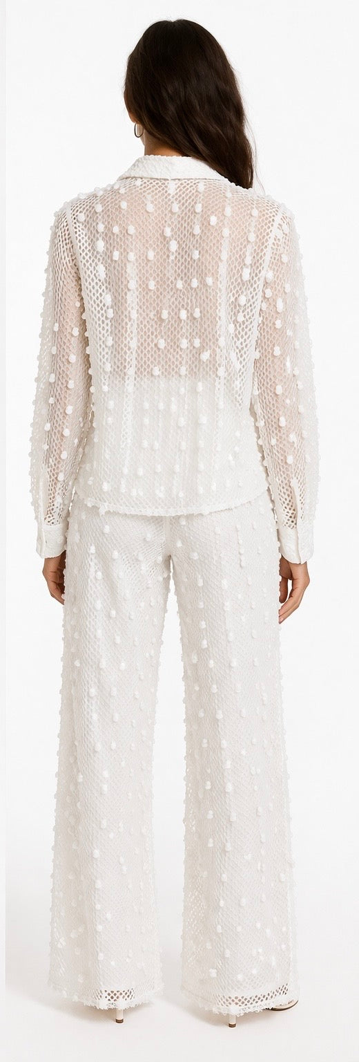 White Textured Lace Co-Ord Set