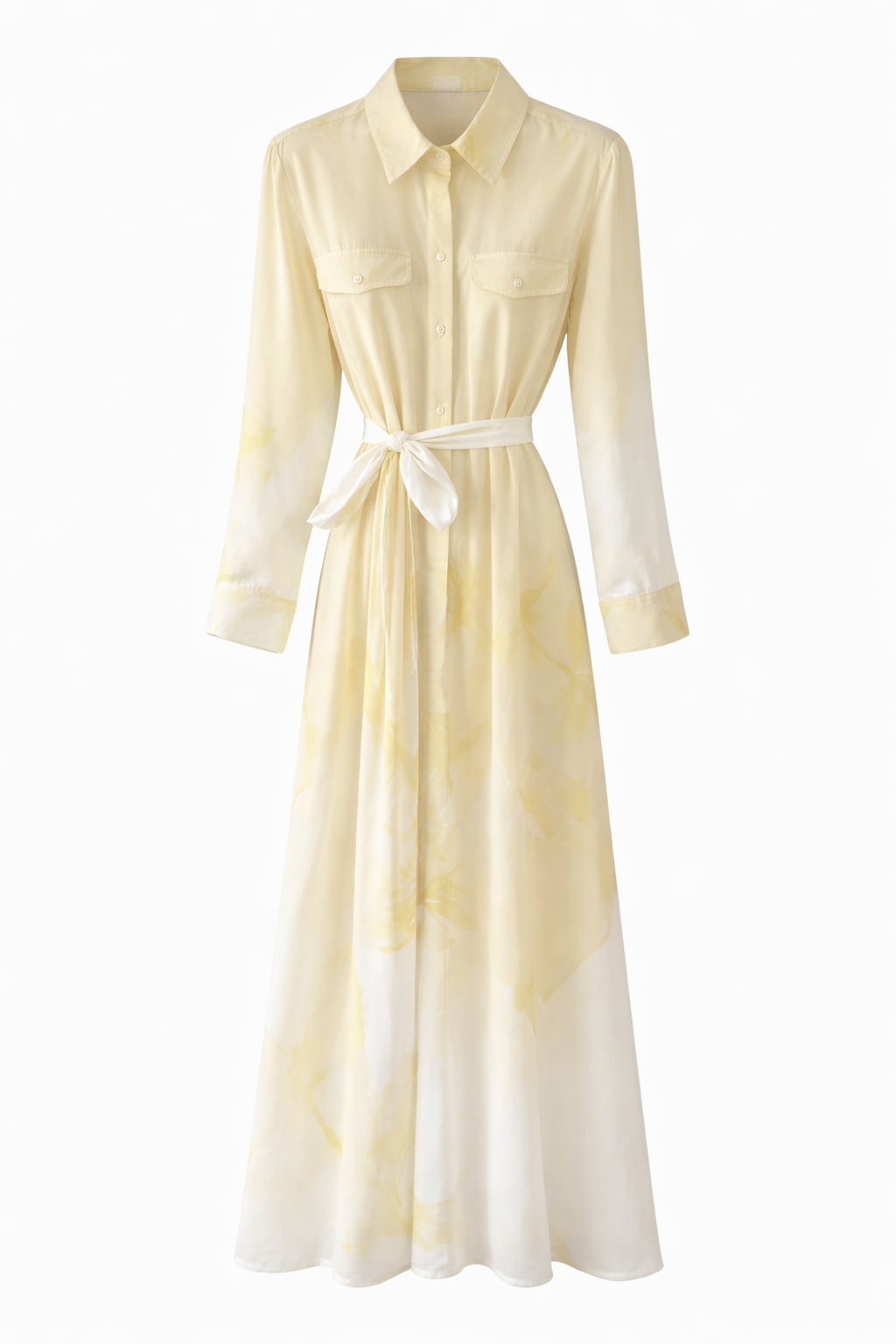 Yellow Pastel Long Sleeve Maxi Dress