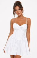 Chic White Corset Mini Dress with Lace-Up Back