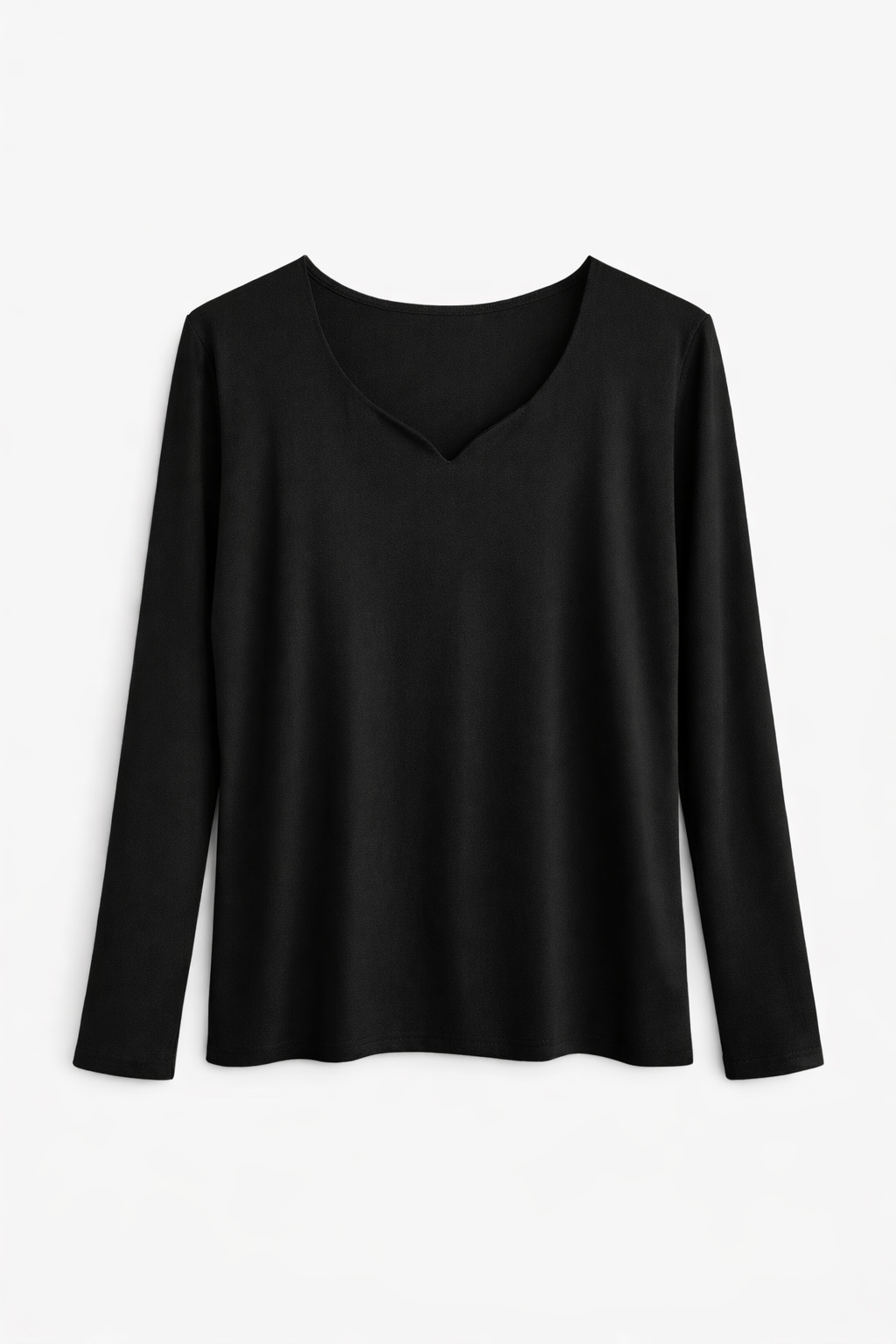 Soft V-neck Long Sleeve Top Black