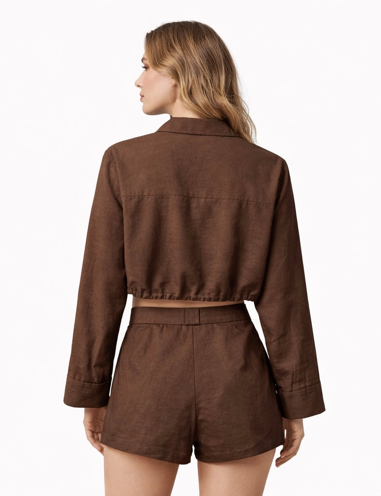 Set Brown Embroidered