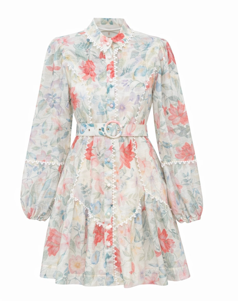 Dress Silk Linen Floral