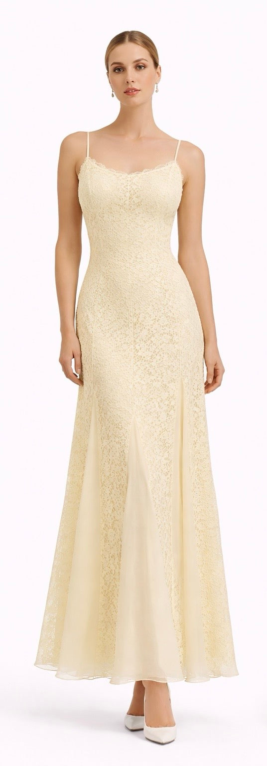 Delicate Lace Midi Dress - Butter yellow , Pistachio , White