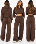 Lace-Up Luxe Jogger Set ( Brown , Black )