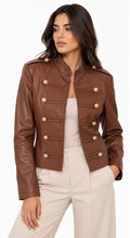 Structured Leather Military Jacket
