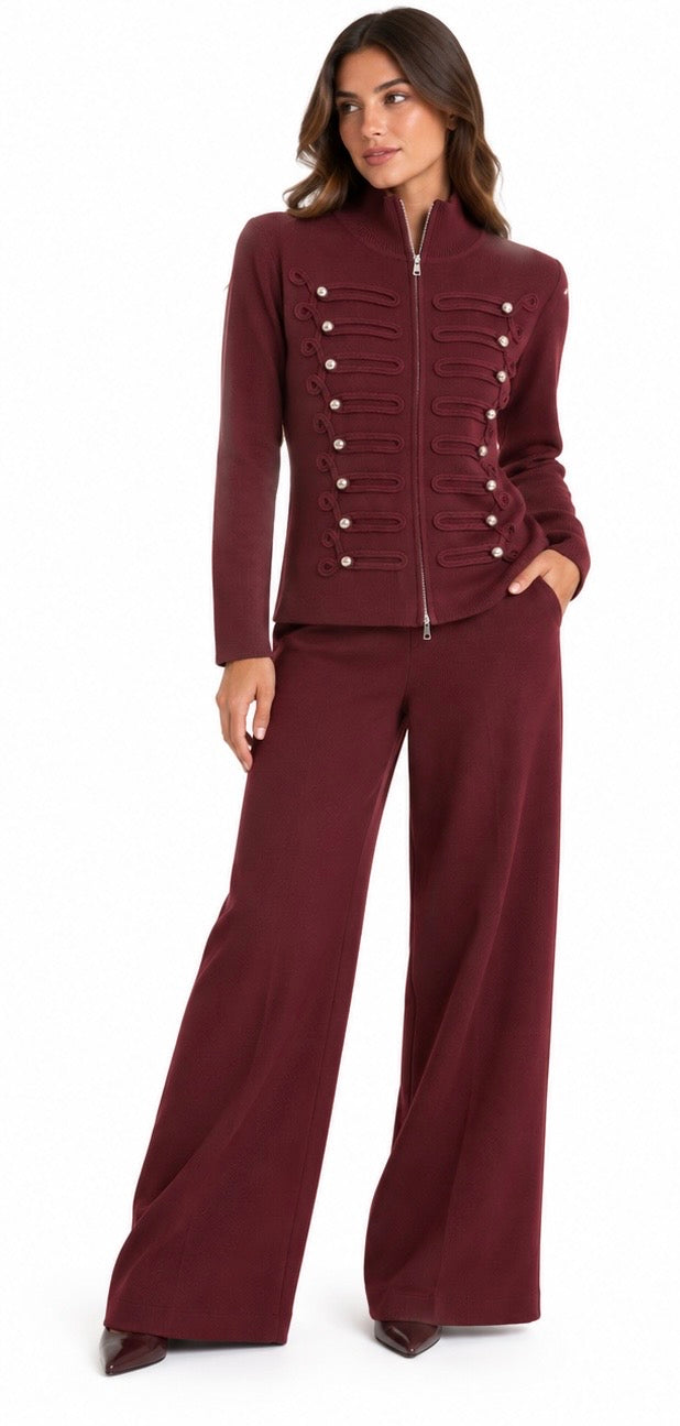 Napoleon Chic Knit Set ( Burgundy , Offwhite , Brown )