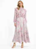 Floral Print Light Pink Silk linen Set