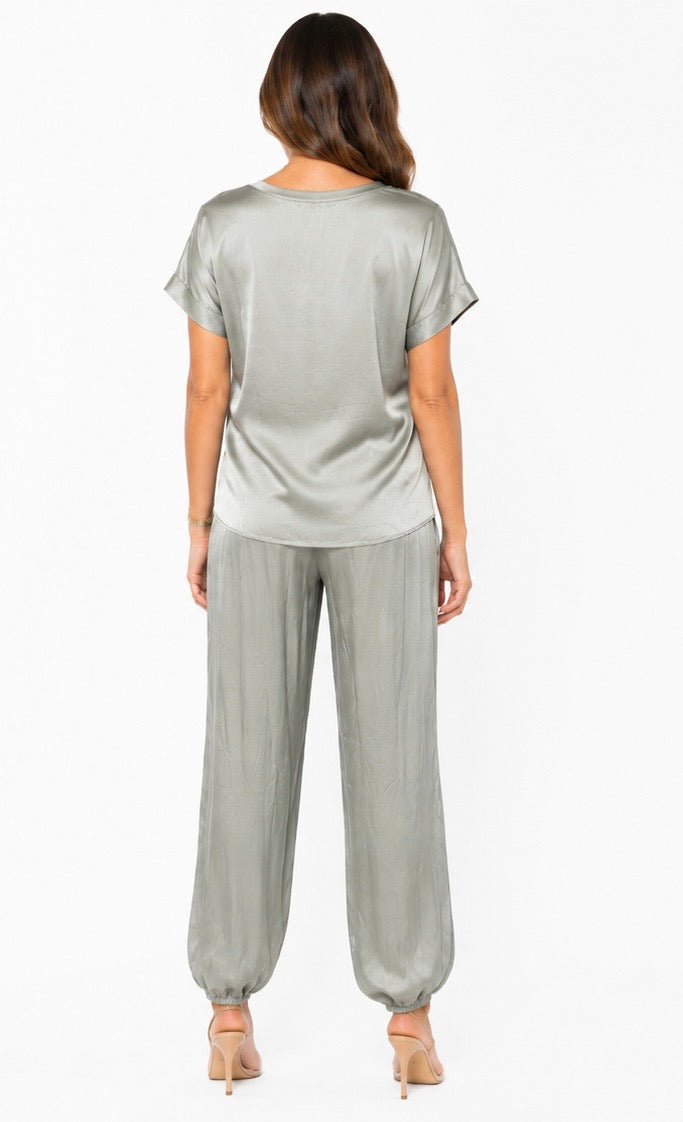 Sage Satin Lounge Set