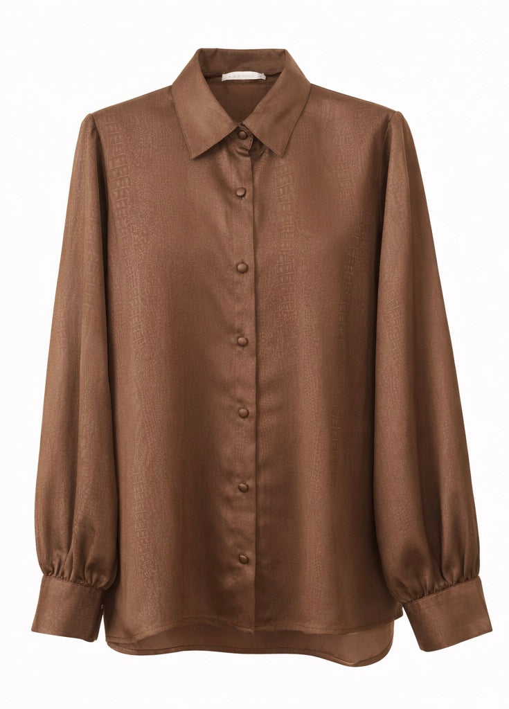 Classic Brown Long-Sleeve Maxi Dress