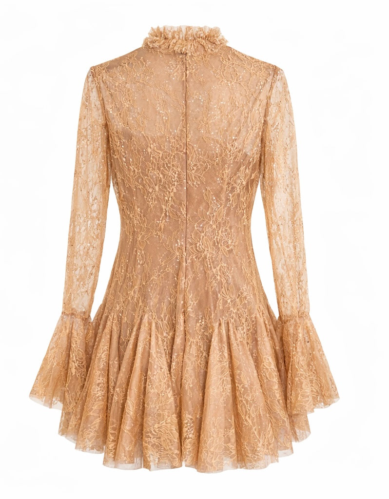 Champagne Lace Flare Dress