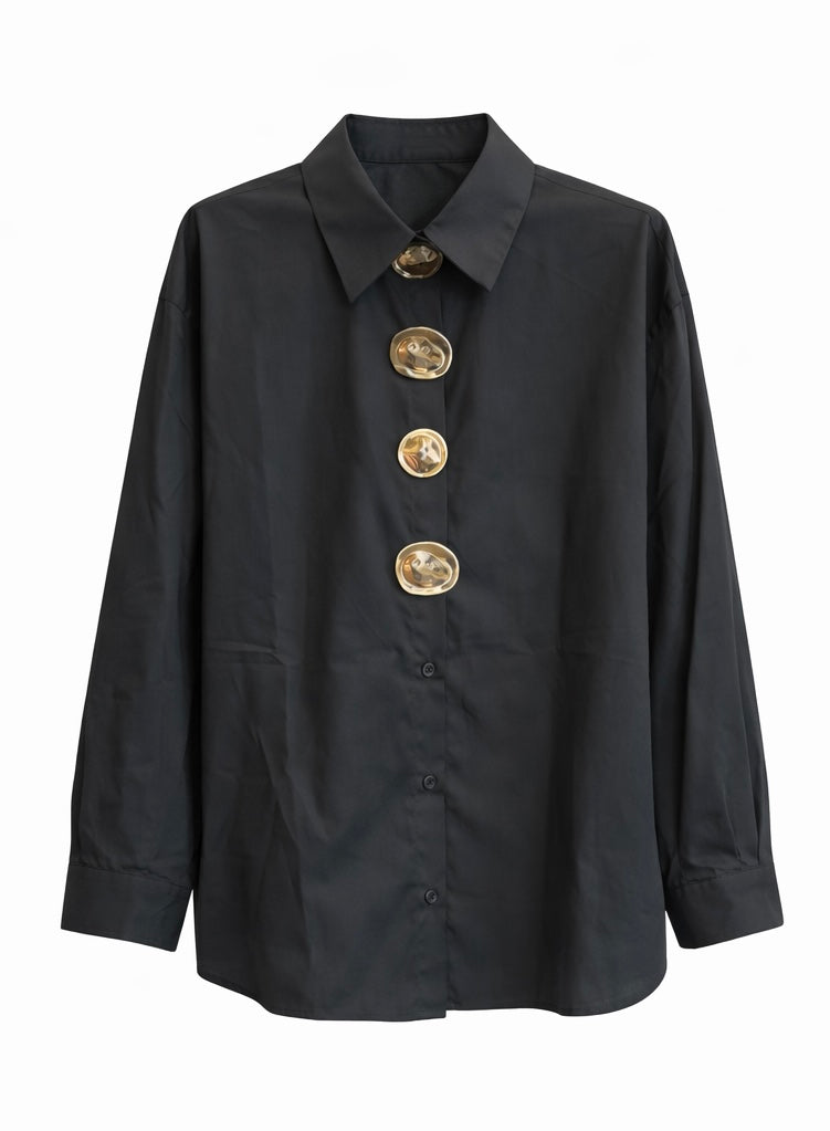 Button-Up Shirt with Gold Buttons