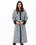 Denim Trench Coat with Cozy Fur Accents