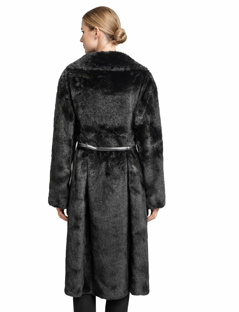 Luxury Belted Eco Fur Coat