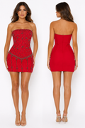 Crystal Mini Dress ( Red , Black , White )