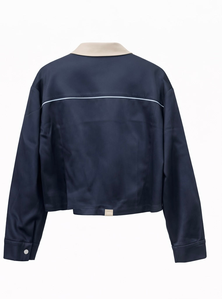 Bomber Beige Navy Blue