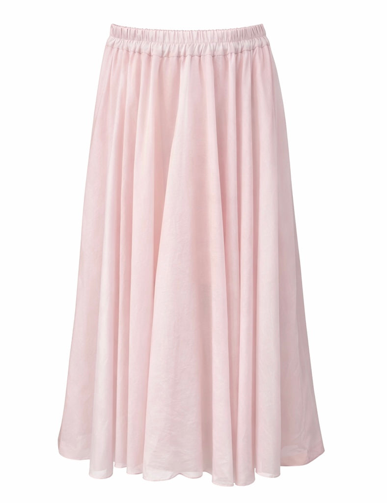 Blush Pink Flowy Midi Skirt
