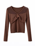 Soft V-Neck Knot Detail Top