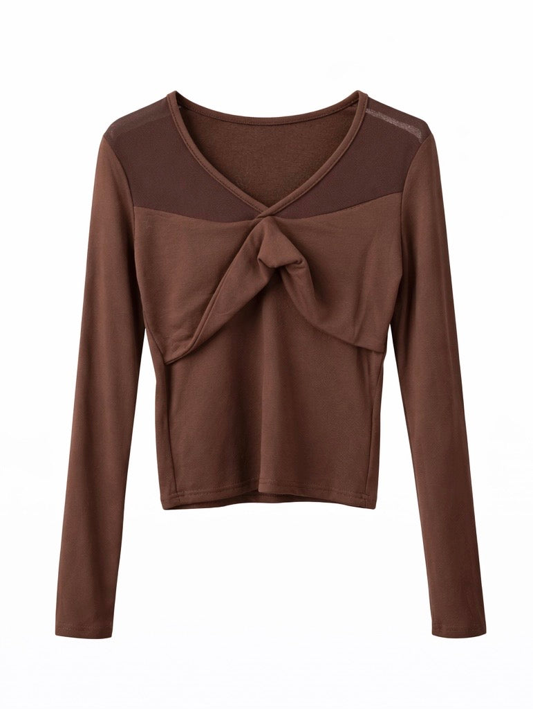 Soft V-Neck Knot Detail Top