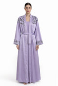 Lavender Embellished Satin Abaya