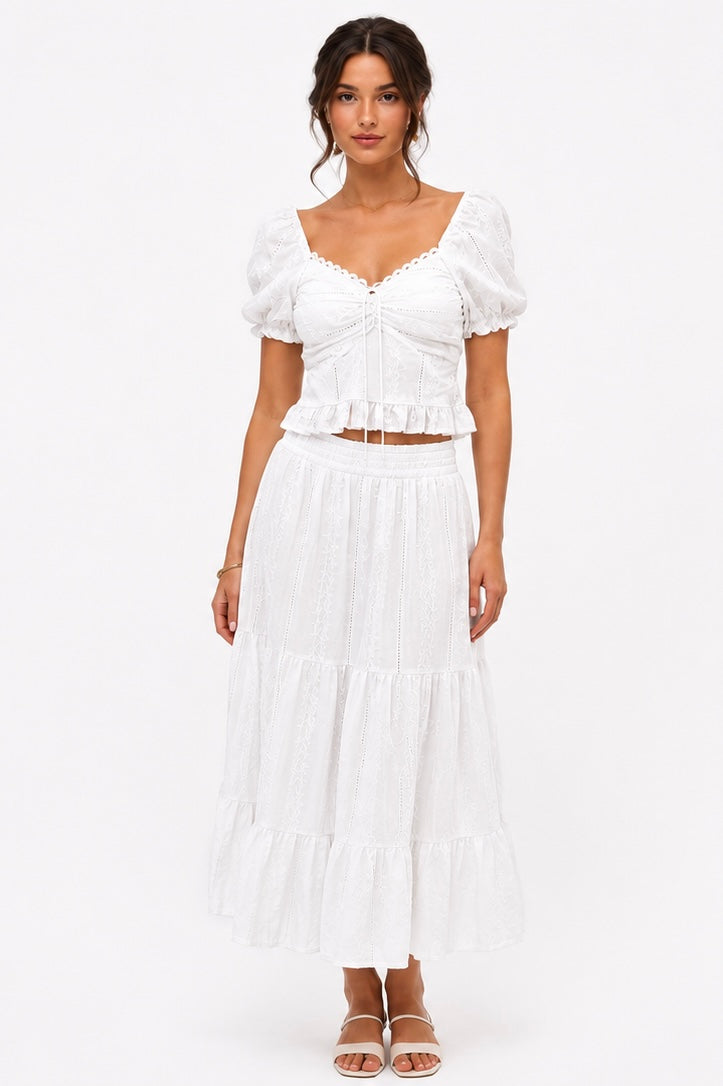 Rosalie Lace Skirt Set  ( Mint , White , Black , Powder Pink )
