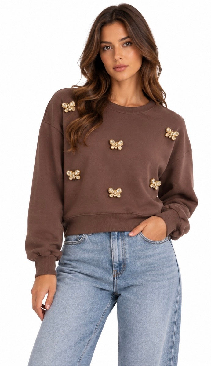 Embellished Butterfly Sweatshirt