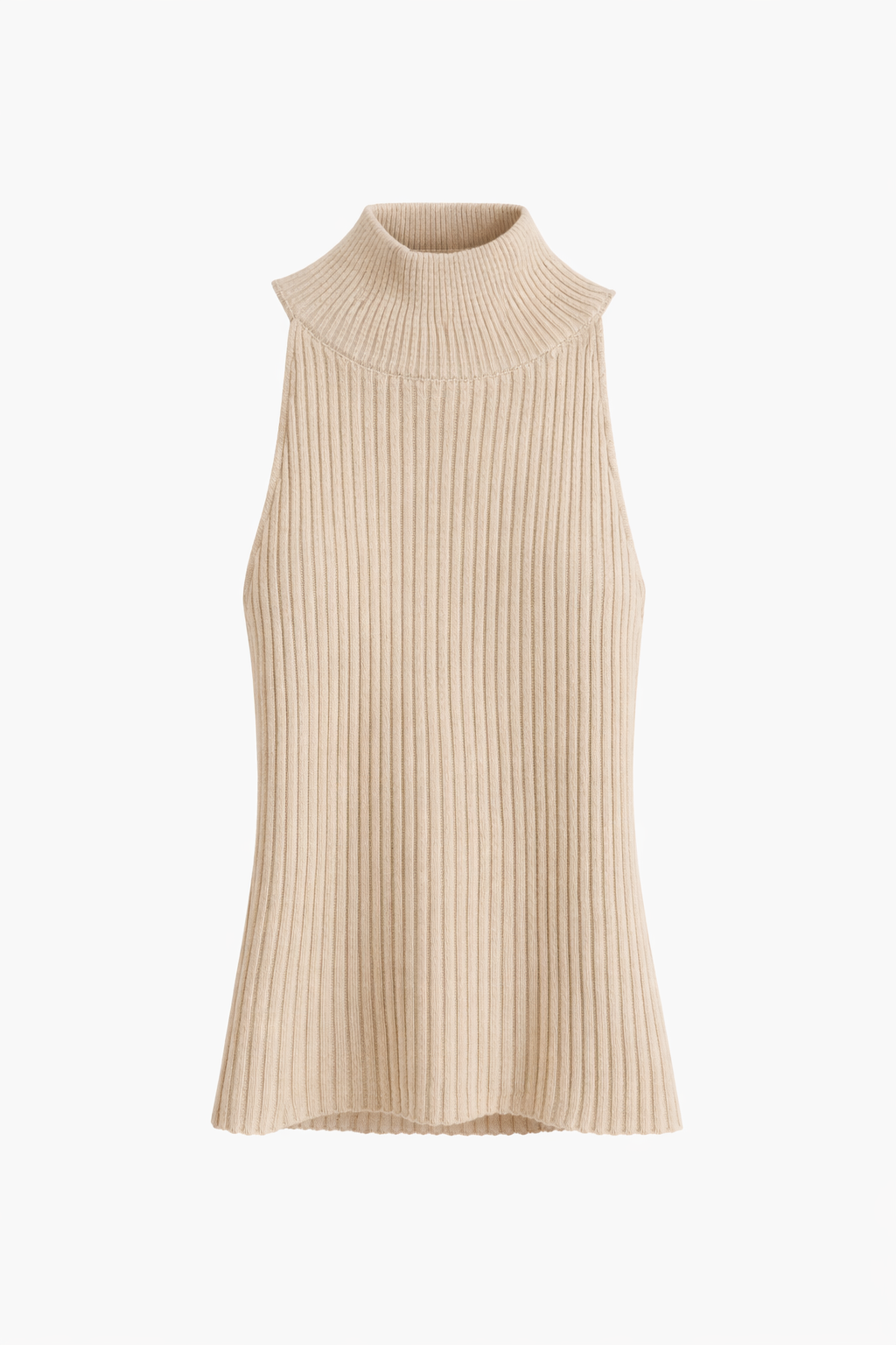 Sculpted Ribbed Mock Neck Tank – Beige , Blue , Camel , Greige