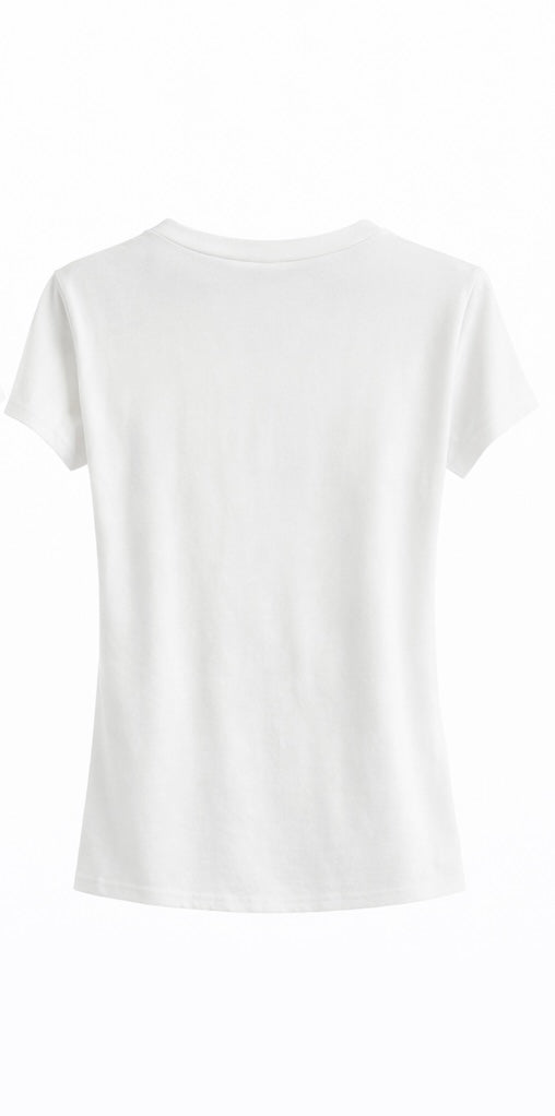 Charm Embellished Short Sleeve Top - Black , White , Brown