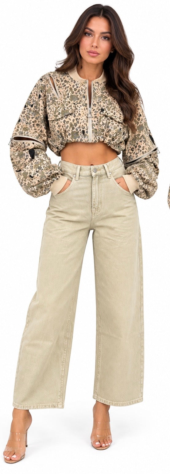 Leopard Print Cropped Sweater