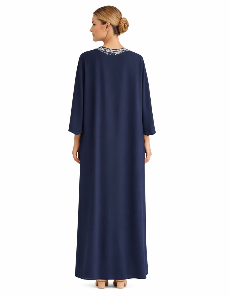 Embellished Navy Kaftan Dress