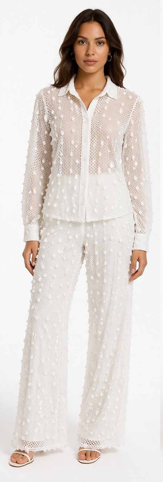 White Textured Lace Co-Ord Set