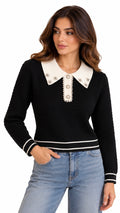 Pearl Embellished Collar Sweater