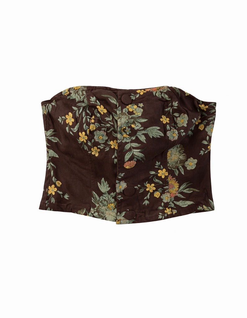 Floral Denim Corset & Skirt