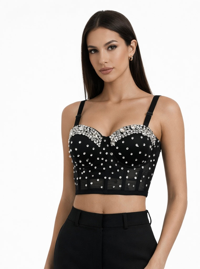 Midnight Crystal Bustier Corset Black