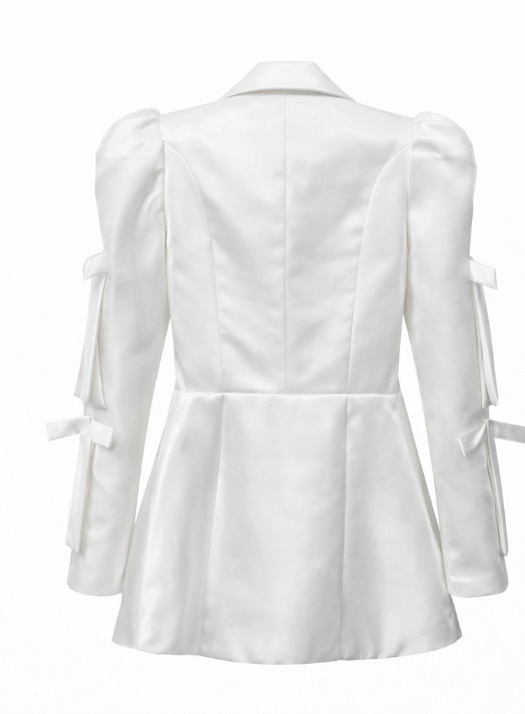 White Big Bow Blazer