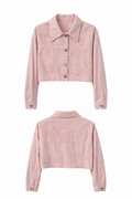 Blush Pink Embroidered Denim Two-Piece Set