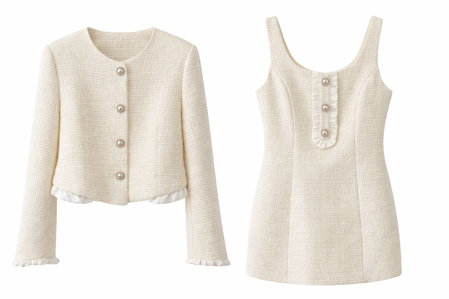 Ivory Tweed Dress & Jacket Set