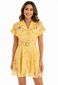 Elegant White Lace  Dress  ( yellow , white )