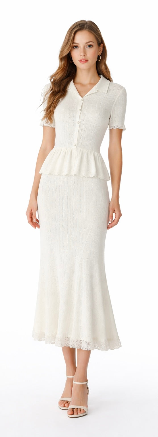 Knit Candy Midi Dress - Offwhite, Black , Light Blue , Yellow