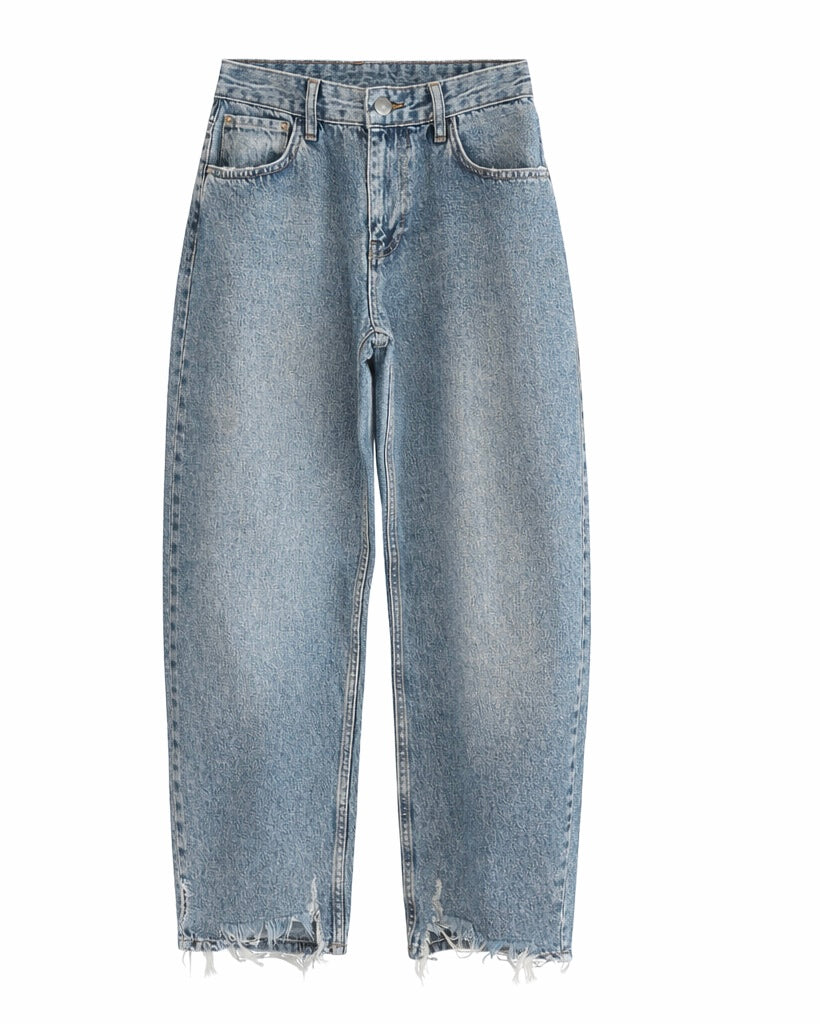 Relaxed Fit Light Blue Distressed Denim Jeans