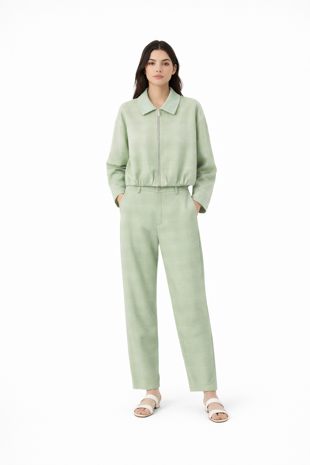 Sage Zip Jacket & Tailored Pant Set