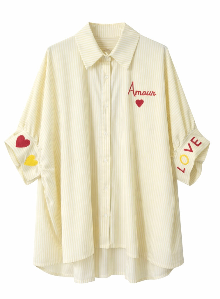 Amour Love Embroidered Oversized Shirt