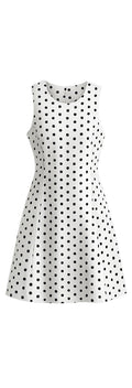 White Polka Dot Sleeveless A-Line Dress